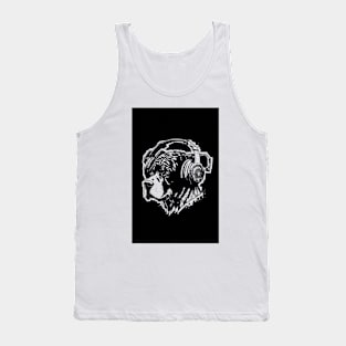 Bulldog with headphones Tank Top